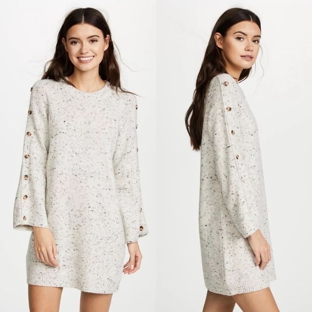 Madewell Donegal Button Sleeve Sweater Dress Long Sleeve Chic Knit Size XS